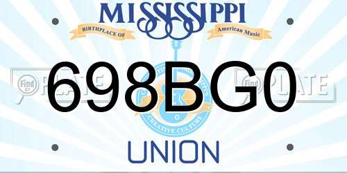 698BG0 Mississippi License Plate