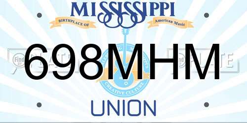 698MHM Mississippi License Plate
