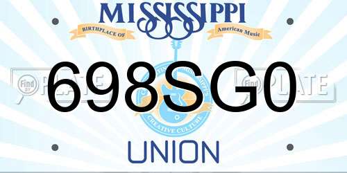 698SG0 Mississippi License Plate