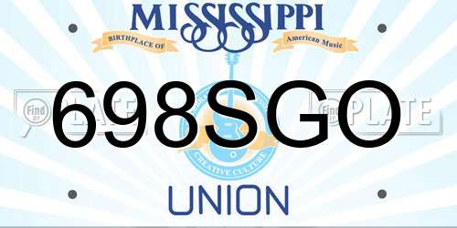 698SGO Mississippi License Plate