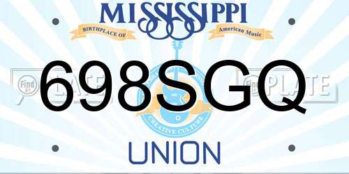 698SGQ Mississippi License Plate