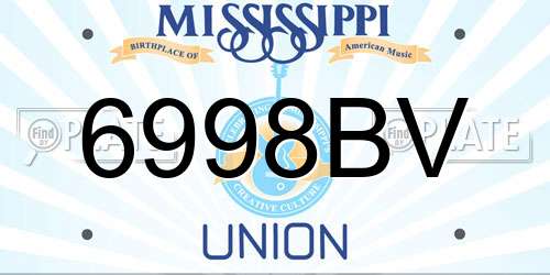 6998BV Mississippi License Plate