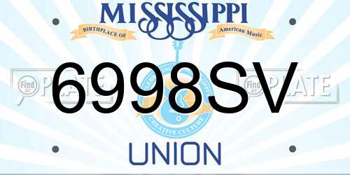 6998SV Mississippi License Plate