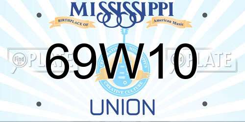69W10 Mississippi License Plate