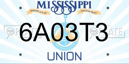 6A03T3 Mississippi License Plate
