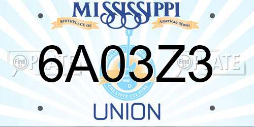 6A03Z3 Mississippi License Plate