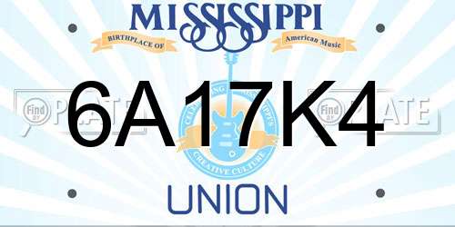 6A17K4 Mississippi License Plate