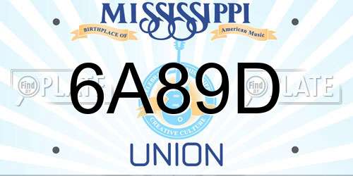 6A89D Mississippi License Plate