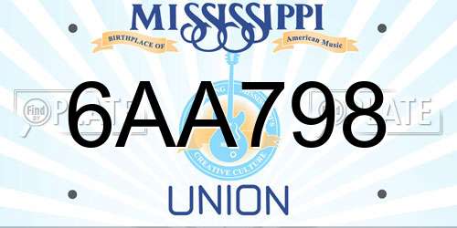 6AA798 Mississippi License Plate