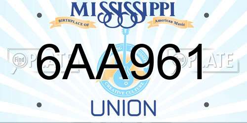 6AA961 Mississippi License Plate