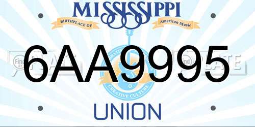 6AA9995 Mississippi License Plate