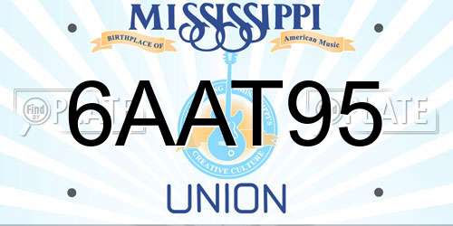 6AAT95 Mississippi License Plate