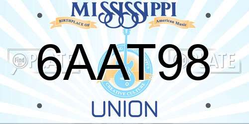 6AAT98 Mississippi License Plate
