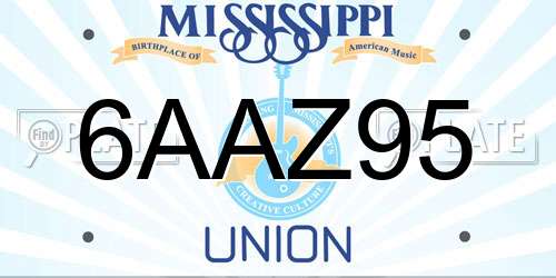 6AAZ95 Mississippi License Plate