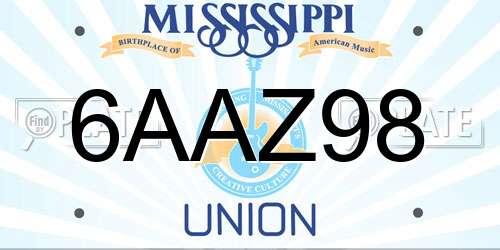 6AAZ98 Mississippi License Plate