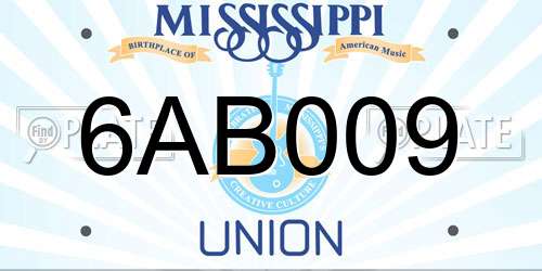 6AB009 Mississippi License Plate