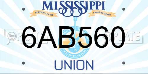 6AB560 Mississippi License Plate