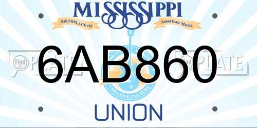 6AB860 Mississippi License Plate