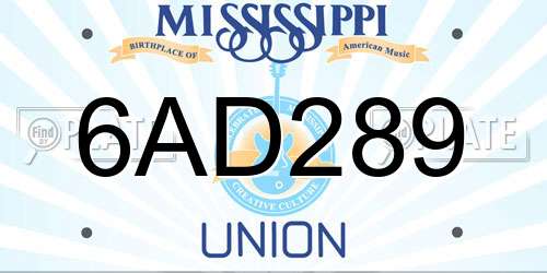 6AD289 Mississippi License Plate