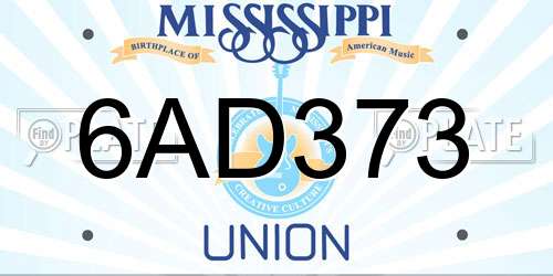6AD373 Mississippi License Plate