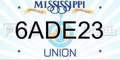 6ADE23 Mississippi License Plate