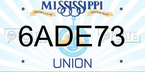 6ADE73 Mississippi License Plate