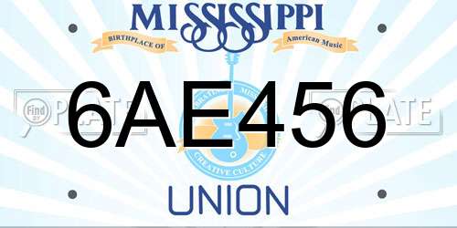 6AE456 Mississippi License Plate