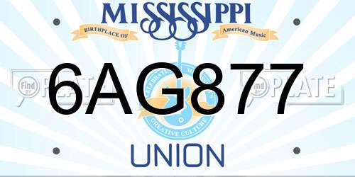 6AG877 Mississippi License Plate