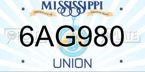 6AG980 Mississippi License Plate