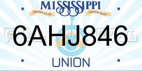 6AHJ846 Mississippi License Plate