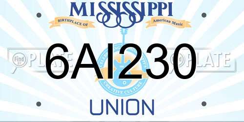 6AI230 Mississippi License Plate