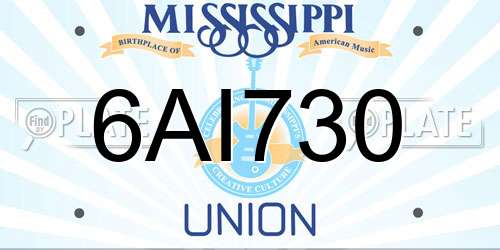 6AI730 Mississippi License Plate