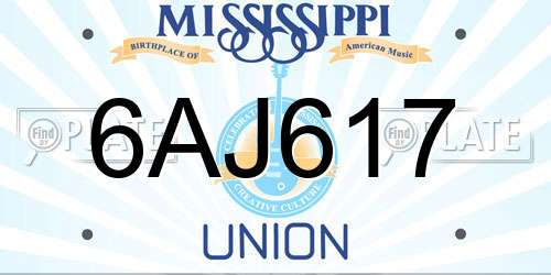 6AJ617 Mississippi License Plate