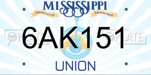 6AK151 Mississippi License Plate