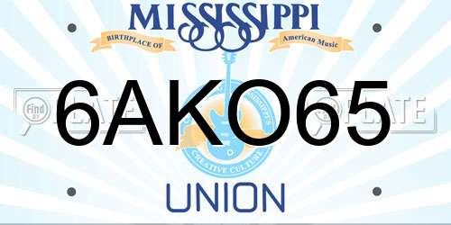6AKO65 Mississippi License Plate