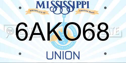 6AKO68 Mississippi License Plate
