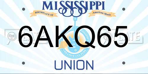 6AKQ65 Mississippi License Plate