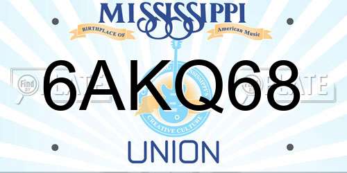 6AKQ68 Mississippi License Plate