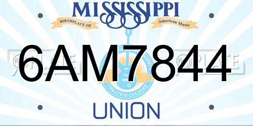 6AM7844 Mississippi License Plate