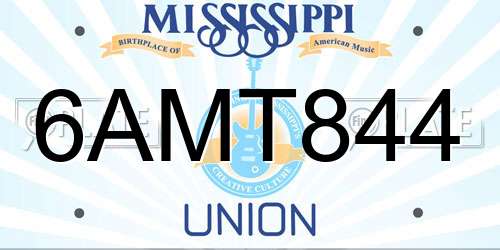 6AMT844 Mississippi License Plate