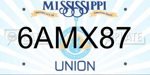 6AMX87 Mississippi License Plate
