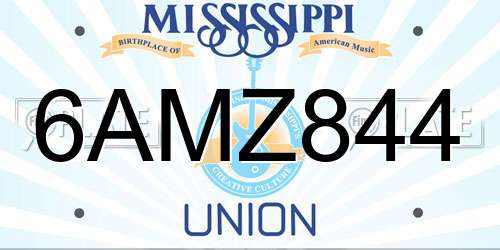 6AMZ844 Mississippi License Plate