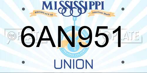 6AN951 Mississippi License Plate