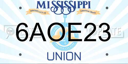 6AOE23 Mississippi License Plate