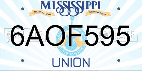 6AOF595 Mississippi License Plate