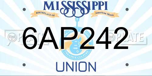 6AP242 Mississippi License Plate