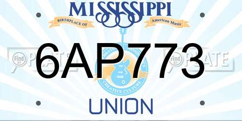 6AP773 Mississippi License Plate