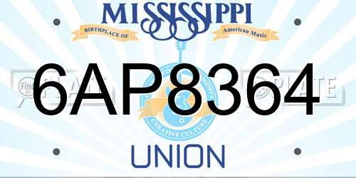 6AP8364 Mississippi License Plate