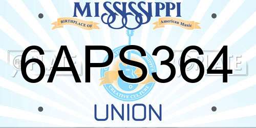 6APS364 Mississippi License Plate
