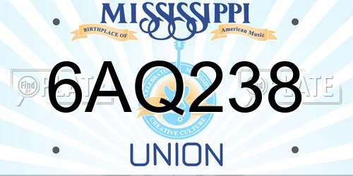 6AQ238 Mississippi License Plate